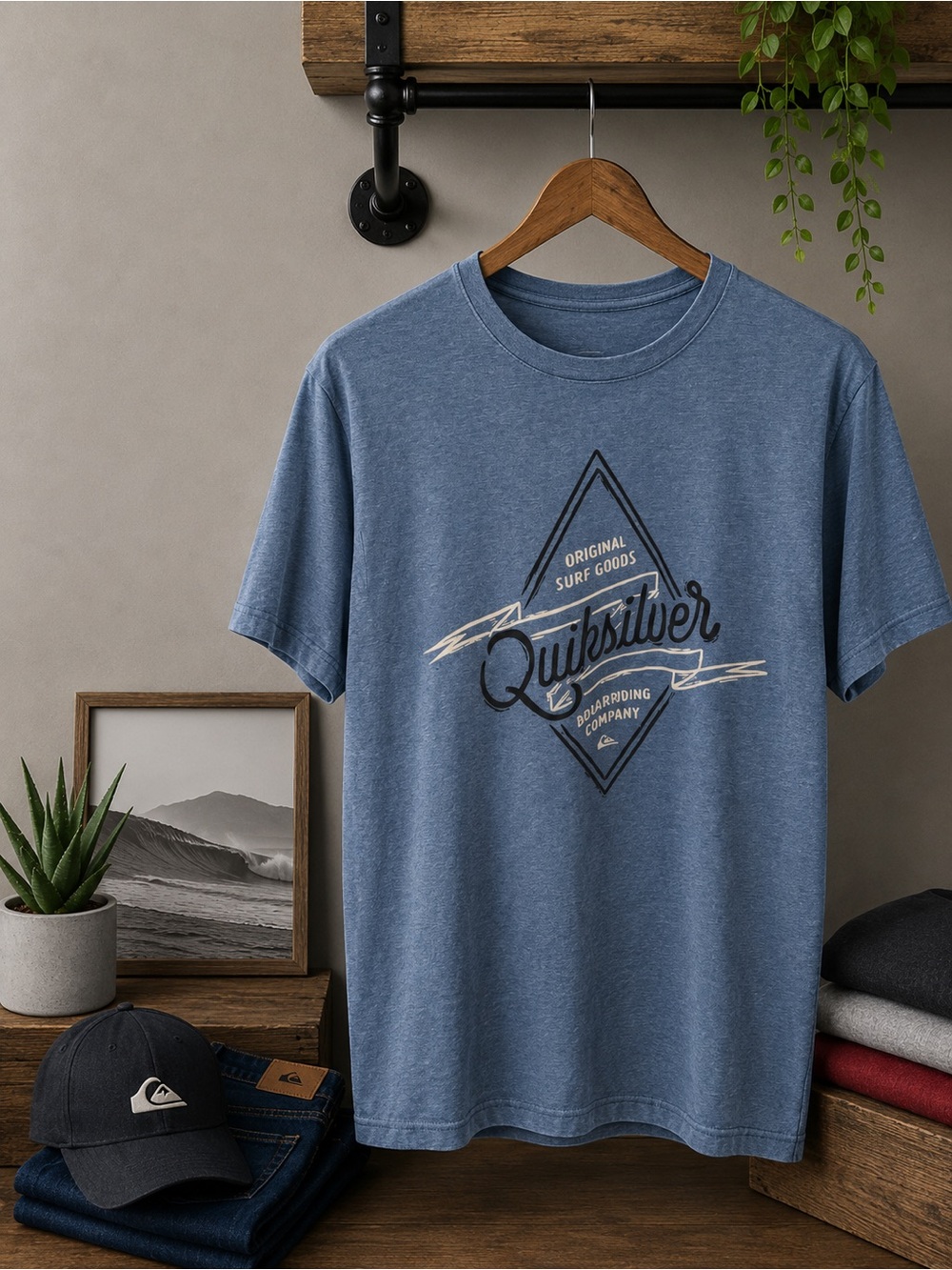 Quiksilver Blue Logo Graphic Short-Sleeve Tee